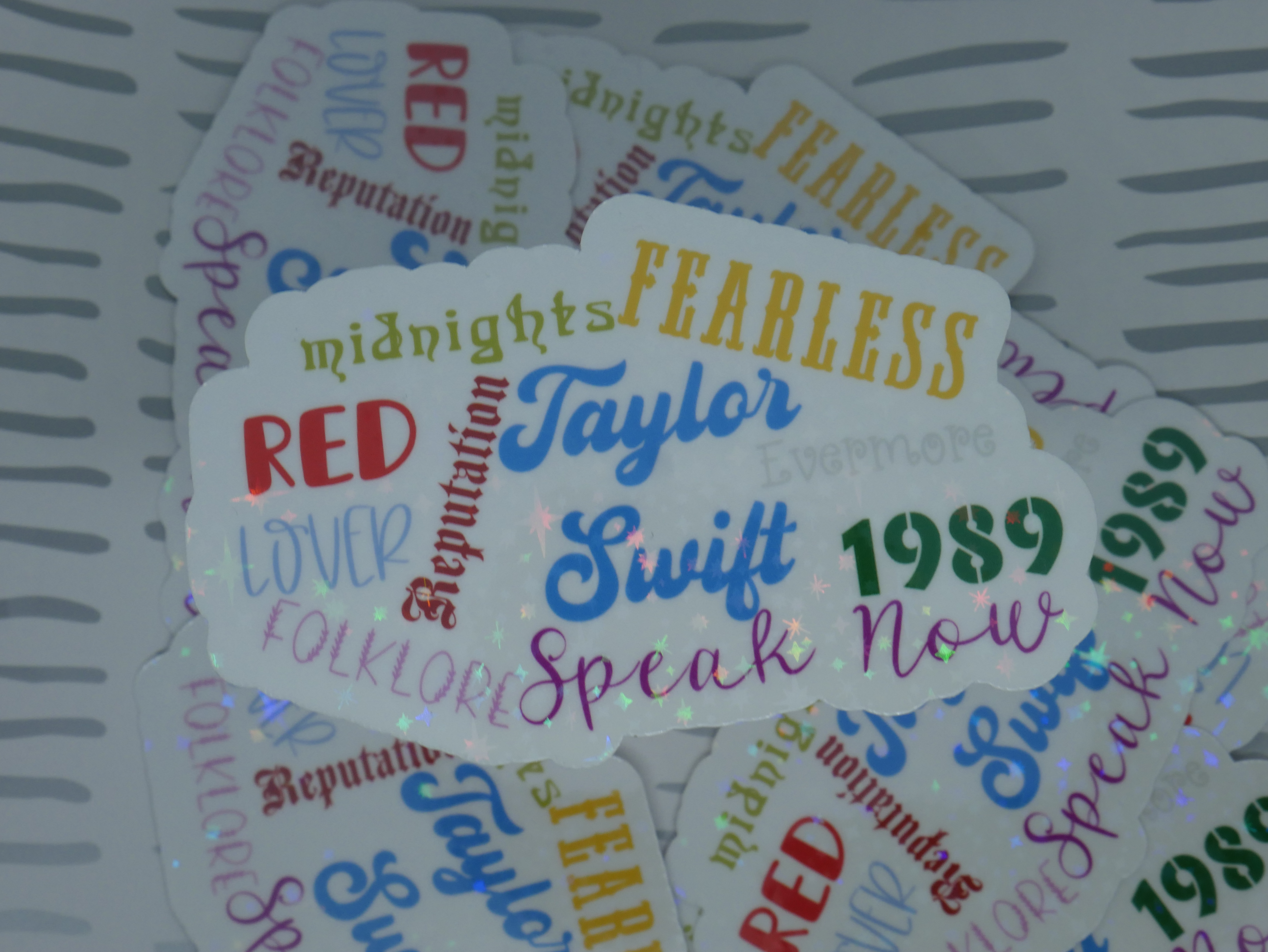 Taylor Swift album titles holographic waterproof vinyl sticker
